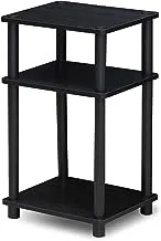 Furinno Just 3-Tier Turn-N-Tube End Table/Side Table/Night Stand/Bedside Table with Plastic Poles, 1-Pack, Americano/Black