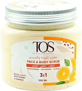 TOS Body Scrub 3 in 1 Moisturizing, Brightening & Exfoliating Body Scrub Honey & Orange 330ml