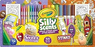 Crayola - Sweet & Stinky Silly Scents Coloring Activity Set | 55-Piece Kit for Kids - Includes 8 Washable Markers,