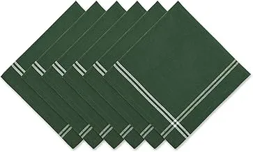 Pre de Provence French Stripe Dining Table Collection Farmhouse Style Napkin Set, 20x20 Inches, Balsam Green, 6 Piece