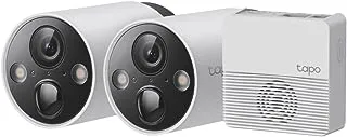 TP-Link Tapo C420S2 نظام كاميرا أمان ذكي خارجي بدون أسلاك بدقة 4 ميجابكسل، مقاوم للماء والغبار، متوافق مع Alexa & Google Home، 2K QHD، عمر بطارية 180 يومًا، صوت ثنائي الاتجاه، IP65، رؤية ليلية