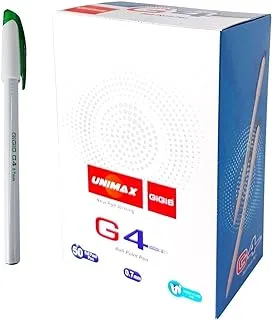 مجموعة أقلام حبر جاف يوني ماكس G4 مقاس 0.7 مم مكونة من 50 قطعة، باللون الأخضر