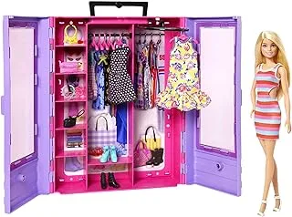 ​Barbie® Fashionistas® Ultimate Closet™ Portable Fashion Toy with Doll, Clothing, Accessories and Hangers, Gift for 3 Years Old and Up