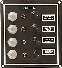 SeaSense LED Switch Panel 4 Gang with Breaker and Rubber Boots