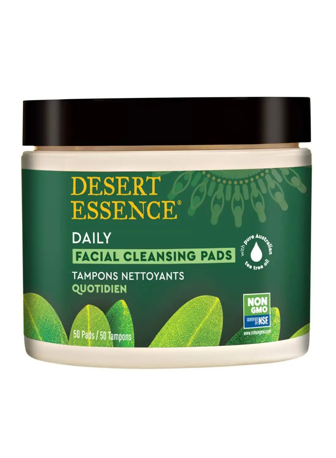 DESERT ESSENCE مجموعة من 50 قطعة من وسادات تنظيف الوجه بزيت شجرة الشاي الطبيعي