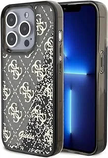 CG Mobile Guess Liquid Glitter Case with 4G Pattern Compatible with iPhone 15 Pro -Black