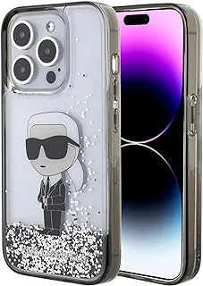 حافظة CG Mobile Karl Lagerfeld السائلة اللامعة بشعار Ikonik Karl لهاتف iPhone 15 Pro - شفافة