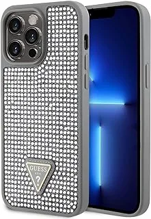 CG Mobile Guess for iPhone 15 Pro Max Case - Rhinestone Case with Triangle Logo - Anti-Scratch - Drop Resistant - Shockproof - Full Slim Bumper Protection Back Cover for iPhone 15 Pro Max 6.7