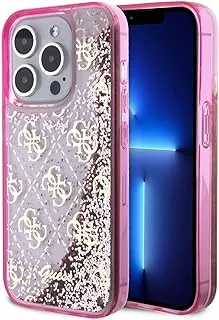 CG Mobile Guess Liquid Glitter Case with 4G Pattern Compatible with iPhone 15 Pro -Pink