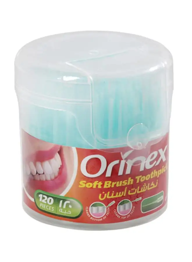Orinex 120 Piece Soft Brush Toothpick Set white