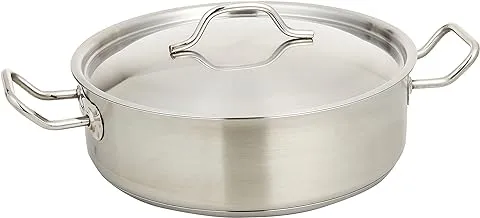 CHEFSET STEEL LOW CASSEROLE LOW COOKING POT WITH LID AND DOUBLE HANDLE 26CM