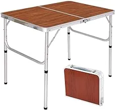 ALSafi-EST foldable portable aluminum table, ussed indoor & outdoor,size 90 * 60cm*adjustable height- D.BROWN