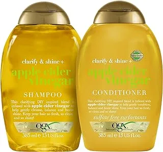 OGX Hair Shampoo & Conditioner, Apple Cider Vinegar, Pack of 2 x 385 ml, for Healthy-Looking Hair, Gently Moisturizes Scalp and Cleanses Hair