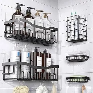 COOLBABY 5 Pack Adhesive Shower Organizer for Bathroom Storage&Home Decor&Kitchen,No Drilling,Stainless Steel Bathroom Organizer