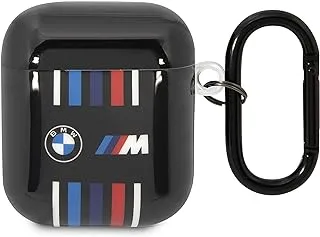 حافظة CG Mobile BMW Motorsport TPU مع خطوط متعددة الألوان لسماعات Airpods 1/2 - أسود