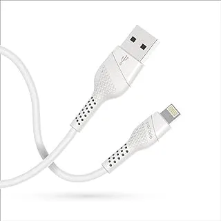 بورودو كابل TPE/PVC USB-A إلى Lightning بطول 1.2 متر و2.4 أمبير - أبيض
