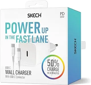 Skech Power Delivery 20WUK Travel Charger with type C cable