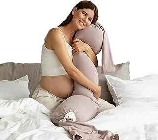 وسادة جسم الحمل العضوية غير السامة من bbhugme - دعم قابل للتعديل لكامل الجسم لنوم الأمومة - غطاء جيرسي ناعم قابل للغسل في الغسالة - معتمد من TOXPROOF و OEKO-TEX® ، خالٍ من مادة BPA - وردي مغبر / فانيليا