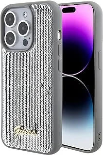 CG Mobile Guess for iPhone 15 Pro Max Case - Sequin Script Case with Guess Metal Logo - Anti-Scratch - Drop Resistant - Shockproof - Full Slim Protection Back Cover for iPhone 15 Pro Max 6.7