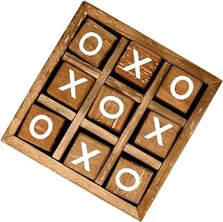 ECVV Wooden Tic Tac Toe Classic Board Game XOXO for Kids Adults Coffee Color Table living Room Decor and Desk Decor Family toys -Noughts and Crosses Game Unique Handmade Quality Wood