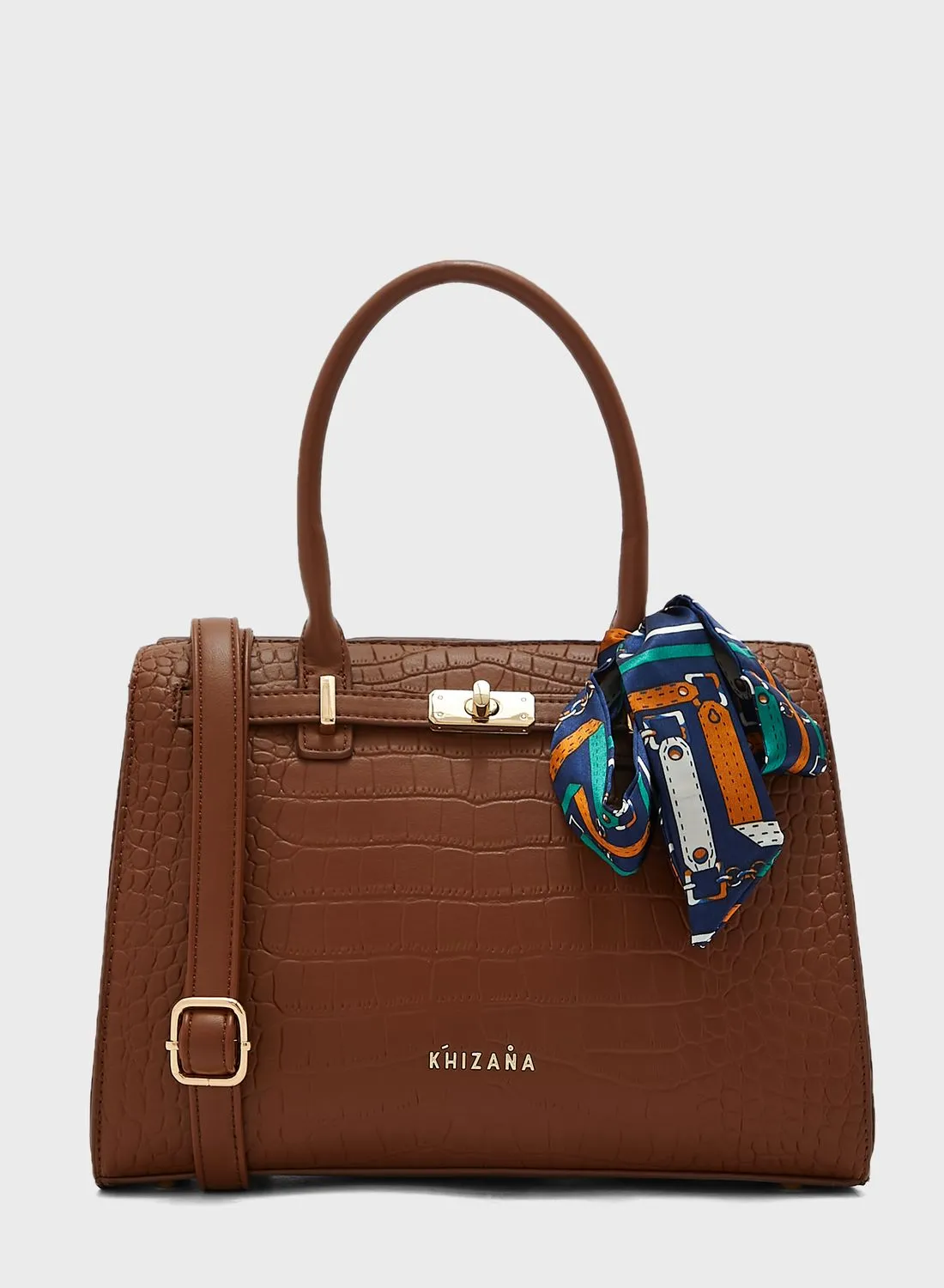 Khizana Croc Handbag With Belt Clasp