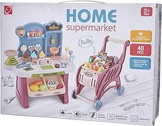 Supermarket General Plastic Shopping Cart Pretend Play Set