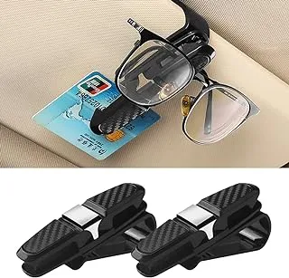 ECVV 2PCS Car Sun Visor Glasses Clip Hanger Eyeglasses Mount with Ticket Card Clip for Car MultiFunction Car Interior Sunglasses Holder with Double-Ends and 180-Degree Rotational Clip