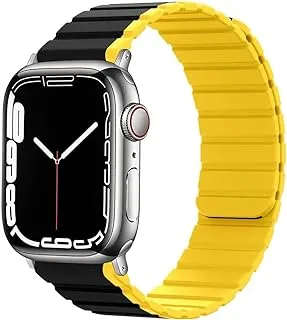 Green Lion Silicone Magnetic Watch Band for Apple Watch 44/45/49MM - Black/Yellow