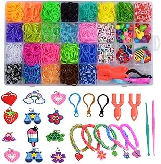 ECVV 2000Pcs Colorful Loom Bands Kit Rubber Bands for Bracelet Making Kit DIY Art Craft Kit Rubber Band Refill Kit for Girls & Boys