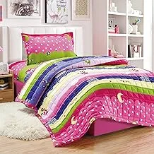 Sleep Night Kids Comforter Set Single Size 3 Pieces Single Bedding Set (Includes 1 Comforter, 1 Bed Sheet & 1 Pillow Case) Reversible Lightweight Coverlet for All Season