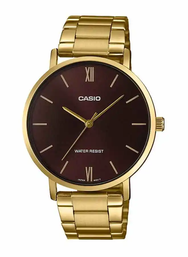 CASIO Men's Enticer Stainless Steel Analog Wrist Watch MTP-VT01G-5BUDF - 40 mm - Gold