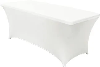 ECVV Tablecloth, 6FT Table Cover Rectangular Stretch Table Cloth Tight Fit Tablecloth for Parties, Trade Shows, Weddings and Events of All Kinds (White)