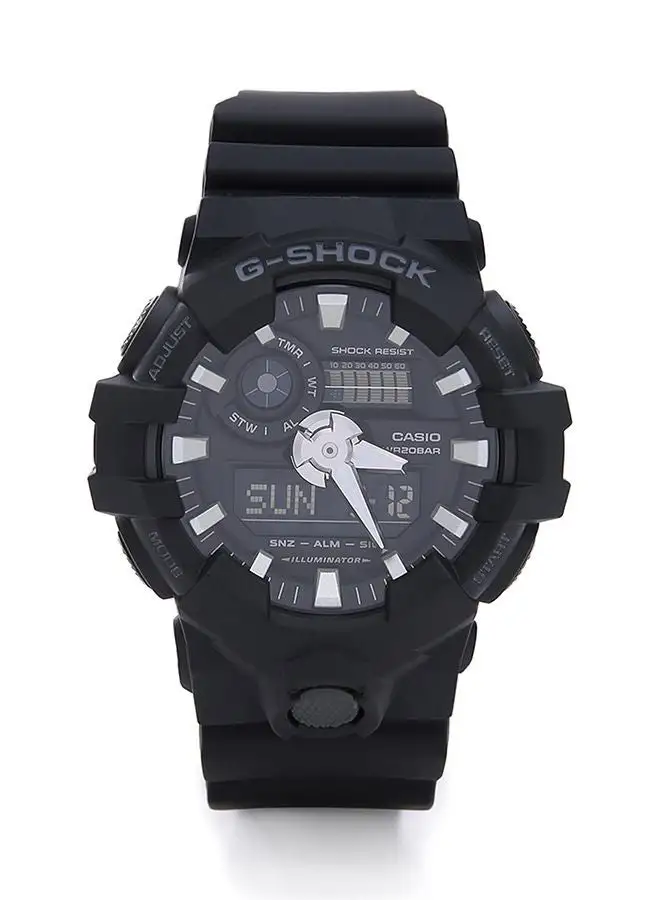 G-SHOCK ساعة يد للرجال بسوار مطاطي دائري الشكل بعقارب ورقمي - أسود - GA-700-1BDR