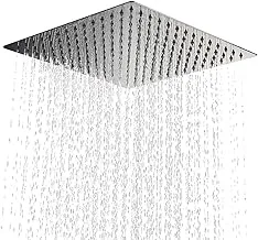 20X20 cm Rain Shower Head Square Rainfall High Pressure Stainless Steel Bath Shower Head with Silicone Nozzle