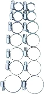Lawazim Hose Clips -14 Piece- Corrosion-resistant Secure Hold Worm Gear Hose Clamp for Hoses Tubes Pipes Cables and Wires - Professional Automotives House Repairs Improvements Plumbing and Water Lines