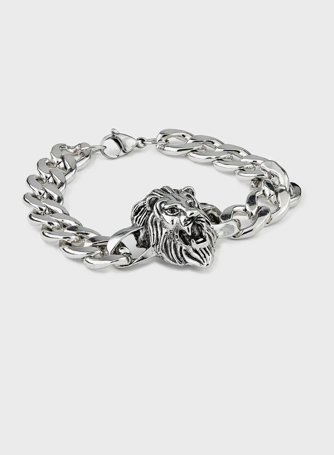 Seventy Five Lion Motif Statement Chain  Bracelet