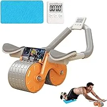Abdominal Wheel with Elbow Support,Ab Roller Wheel with timer and Phone Holder,Automatic Rebound Abdominal Wheel with Knee Pad, Double Wheel Ab Workout Equipment for Abdominal&Core Strength
