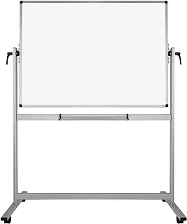 Magnetic Mobile Whiteboard 48x36 Inches, Double Sided Magnetic Dry Erase White Board on Wheels, Large Height Adjust Portable Easel with Stand and Aluminium Frame for Home School Office