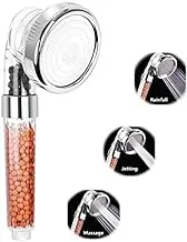 KONYG High Pressure Filter Shower Head for Hard Water and Impurity Filtering, Handheld Shower Headset with Filter Balls, Shower Hose, Holder and PTFE Tape for Dry Skin and Body Spa, Silver