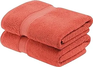 Superior Egyptian Cotton 800 GSM Bath Towel Set, Includes 2 Bath Towels, Luxury Plush Essentials, Absorbent Quick Dry Towels, Guest Bathroom, Apartment, New Home, Shower, Hotel Quality, Coral