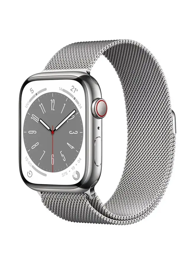 Apple Watch Series 8 GPS + Cellular 45mm Stainless Steel Case With Silver Milanese Loop