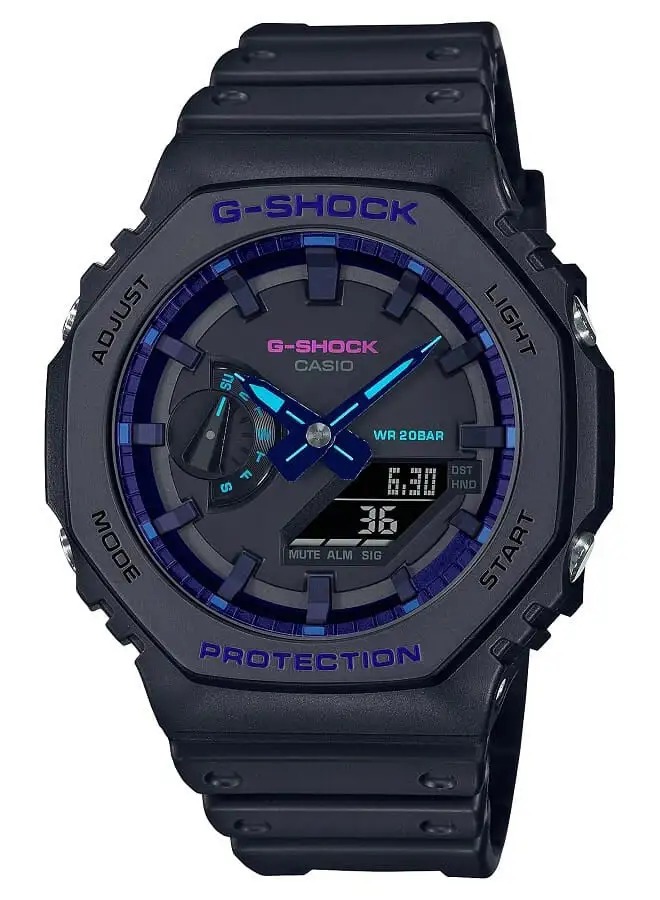 CASIO Men's Analog+Digital Round Shape Resin Wrist Watch GA-2000-1A2DR - 51.2 Mm