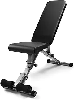 مقعد لياقة قابل للتعديل من فينتراي هوم، مقعد وزن قابل للطي متعدد الأغراض لتمرين الجسم بالكامل، معدات تمرين الجلوس مع طي سريع، للمنزل، صالة الألعاب الرياضية، تدريب القوة، أسود