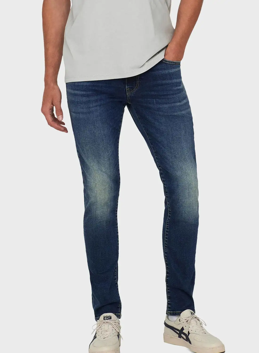 Only & Sons Mid Wash Skinny Fit Jeans