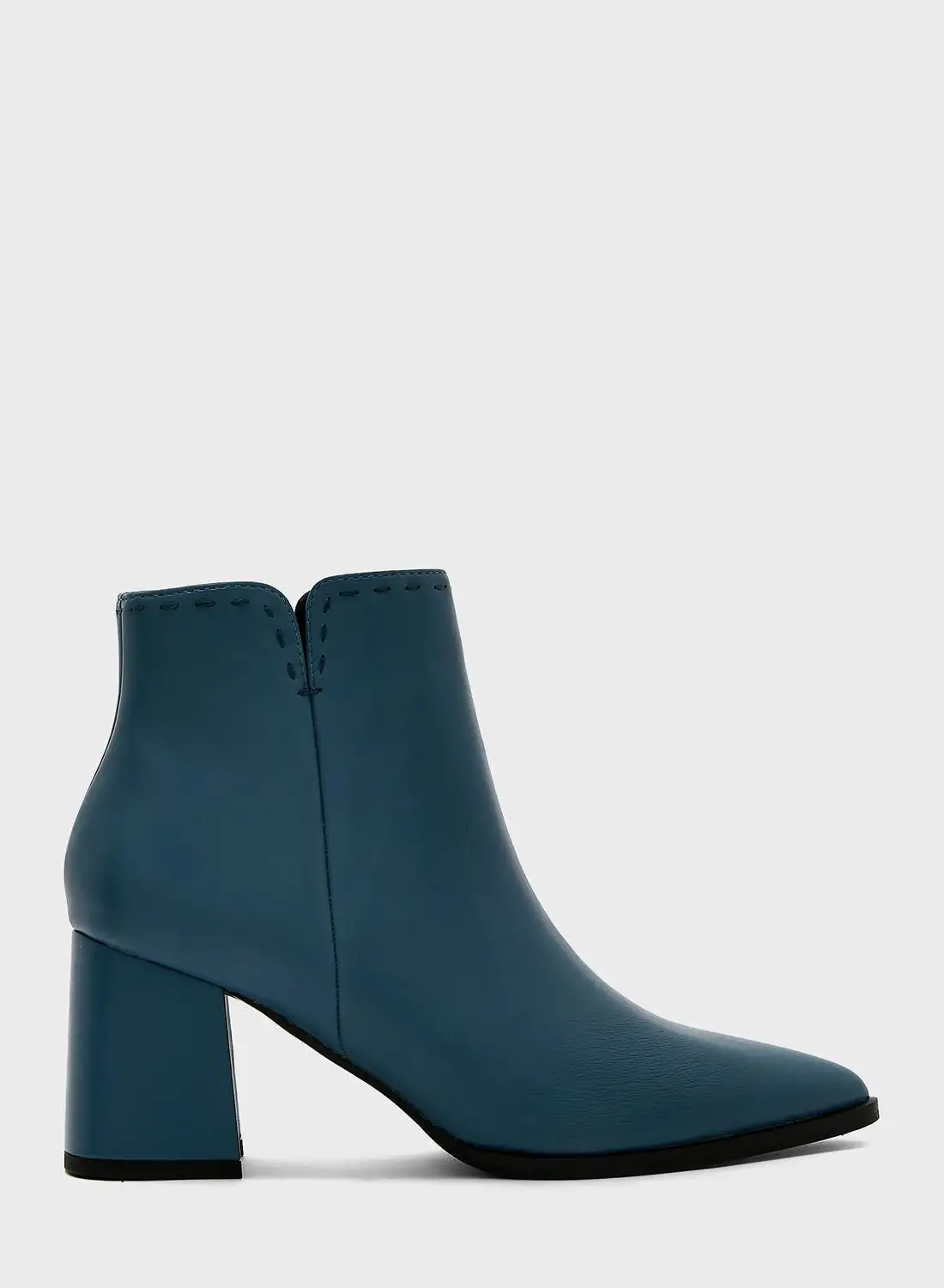 ELLA Block-Heel Ankle Boots With Oversize Topstitching