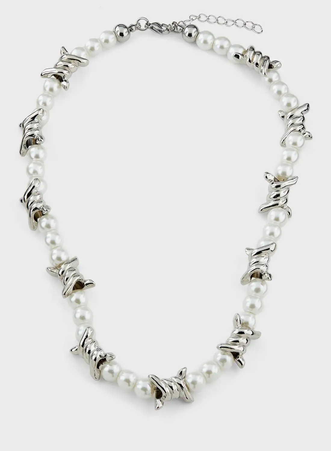 Seventy Five Pearl Detail Stainless Steel Necklace