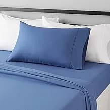 طقم ملاءة سرير من الألياف الدقيقة خفيفة الوزن وناعمة للغاية وسهلة العناية من أمازون بيسيكس مع جيوب عميقة مقاس 14 بوصة - Twin XL، أزرق هولندي