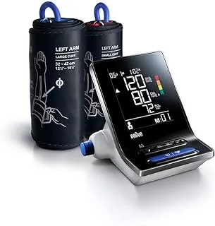 جهاز قياس ضغط الدم ExactFit 3 من أعلى الذراع من براون (دقيق سريريًا، للاستخدام المنزلي، مع مقاسين للأصفاد، شاشة مرمزة بالألوان، سهلة القراءة)، BUA6150