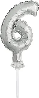 Unique Foil Balloon Cake Topper Silver, 5