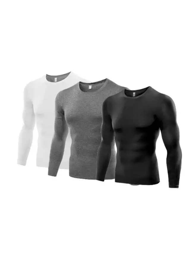 HALAMODO 3-Piece Outdoor Sports Jersey Set White/Grey/Black